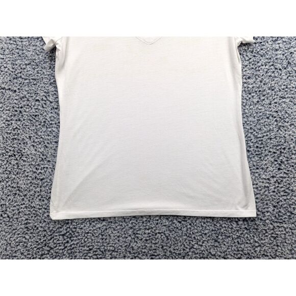 True Religion V Neck T Shirt Size LG Slim Fit Y2K Graphic Print Preppy White - Picture 4 of 11